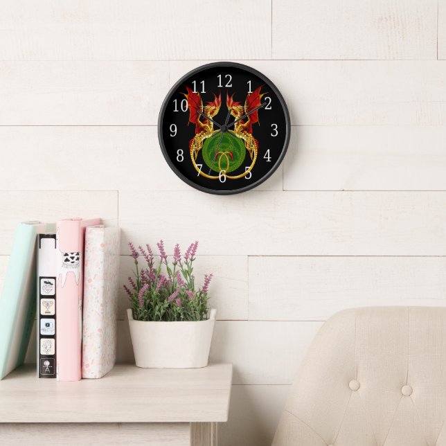 Celtic Crescent Moon And Dragons Clock (Reading Room)
