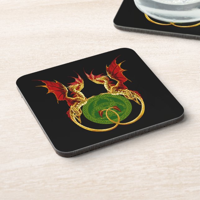 Celtic Crescent Moon And Dragons Coaster (Left Side)