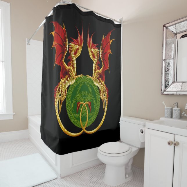 Celtic Crescent Moon And Dragons Shower Curtain (In Situ)