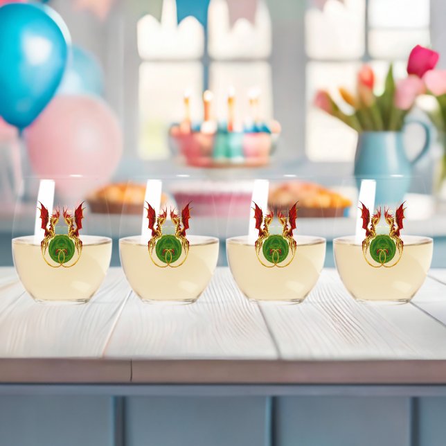 Celtic Crescent Moon And Dragons Stemless Wine Glass (Insitu (Baby Shower))