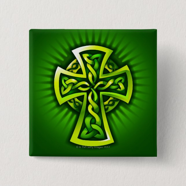 Celtic cross 15 cm square badge (Front)