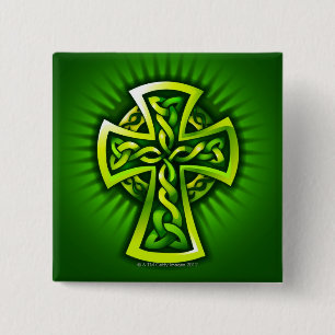 Celtic cross 15 cm square badge