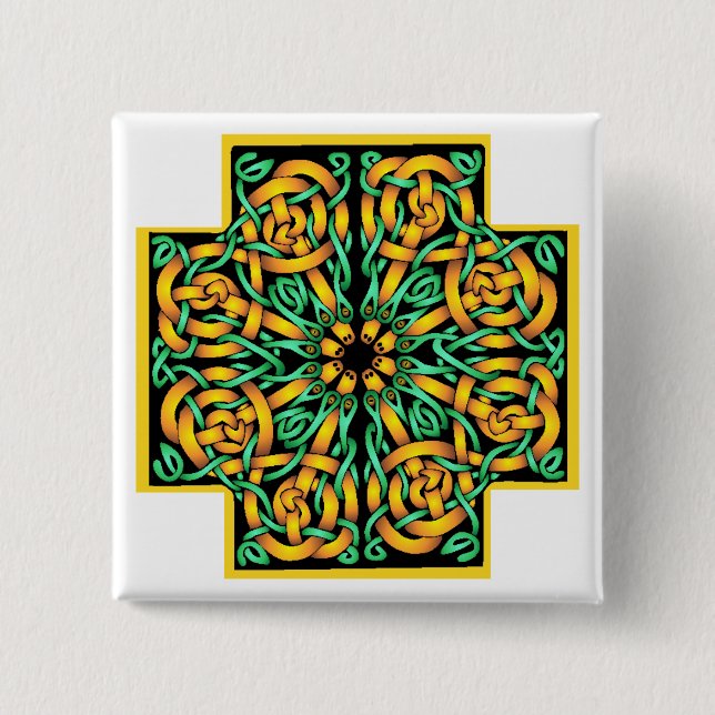 Celtic Cross 2 15 Cm Square Badge (Front)