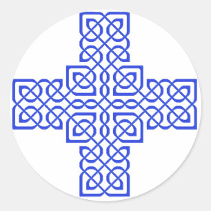Celtic Cross 6 Blue Classic Round Sticker