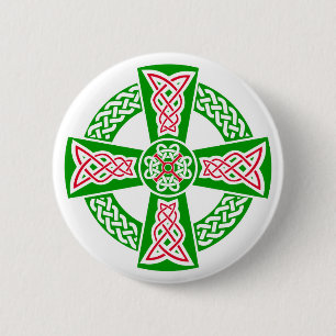 Celtic cross 6 cm round badge