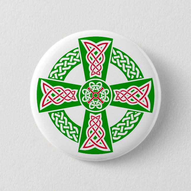 Celtic cross 6 cm round badge (Front)