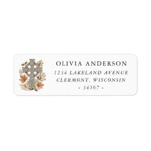 Celtic Cross Acorn Autumn Return Address Label