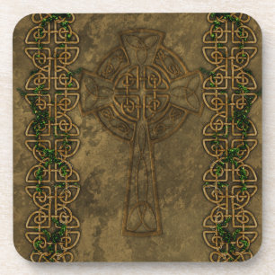 Celtic Cross and Celtic Knots Drink Coaster