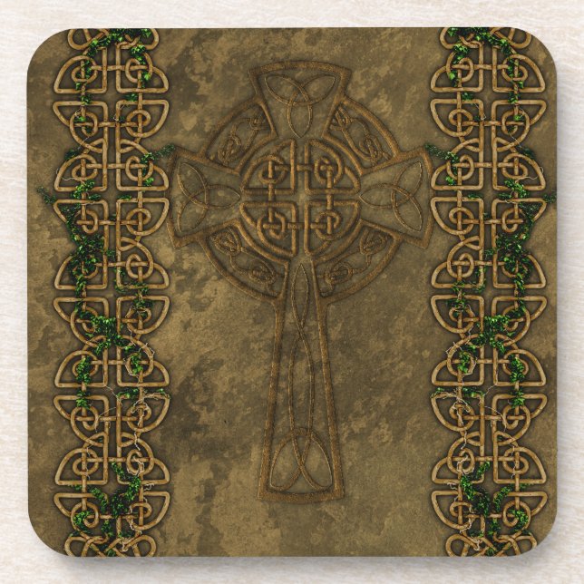 Celtic Cross and Celtic Knots Drink Coaster (Front)