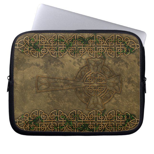 Celtic Cross and Celtic Knots Laptop Sleeve (Front)
