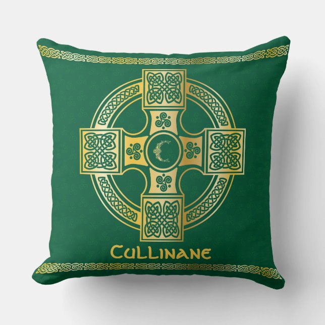 Celtic Cross and Knot Letter C Monogram and Name Cushion (Front)