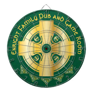 Celtic Cross and Knot Letter E Monogram and Name Dartboard