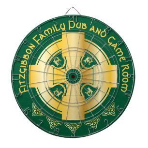 Celtic Cross and Knot Letter F Monogram and Name Dartboard