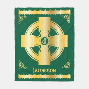 Celtic Cross and Knot Letter J Monogram and Name Fleece Blanket
