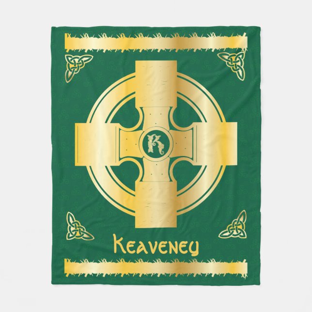 Celtic Cross and Knot Letter K Monogram and Name Fleece Blanket (Front)