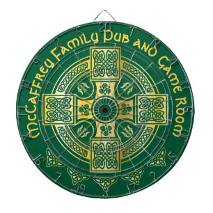 Celtic Cross and Knot Letter M Monogram and Name Dartboard