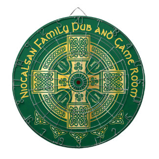 Celtic Cross and Knot Letter N Monogram and Name Dartboard