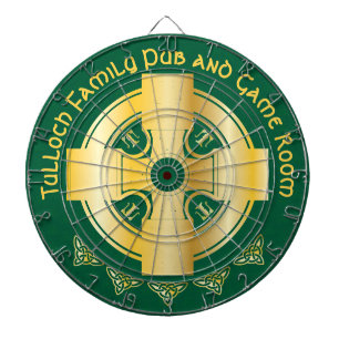 Celtic Cross and Knot Letter T Monogram and Name Dartboard