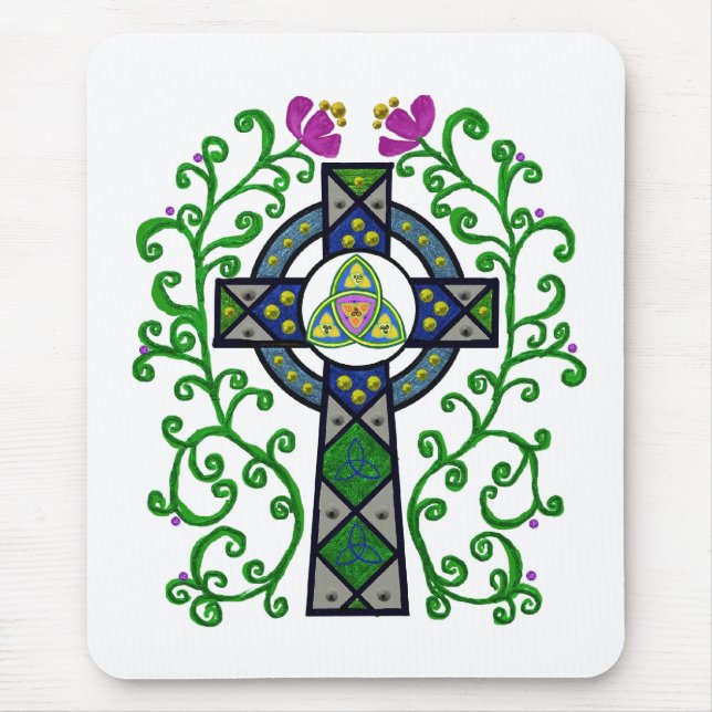 Celtic Cross and Vines Mouse Pad (Front)