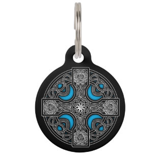 Celtic cross blue colour pet ID tag
