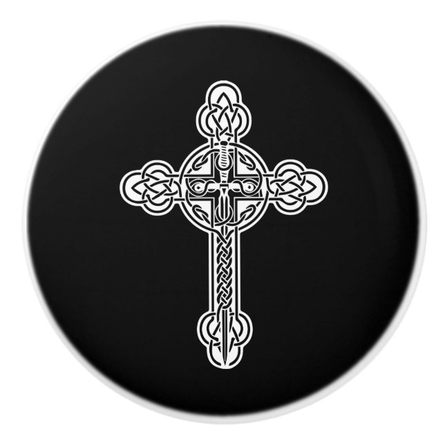 Celtic cross ceramic knob (Front)