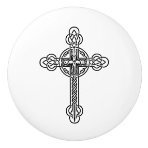 Celtic cross ceramic knob