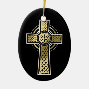 Celtic cross ceramic ornament