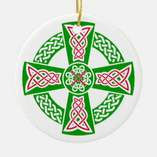 Celtic cross ceramic ornament