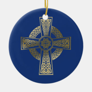 Celtic cross ceramic ornament