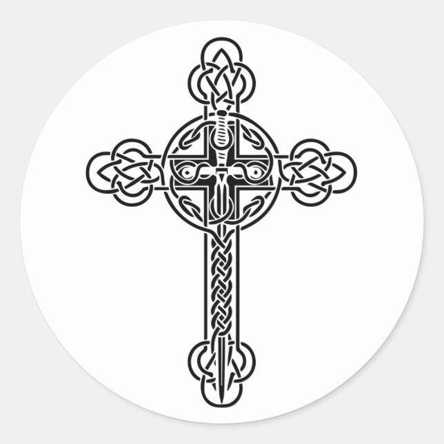Celtic cross classic round sticker (Front)