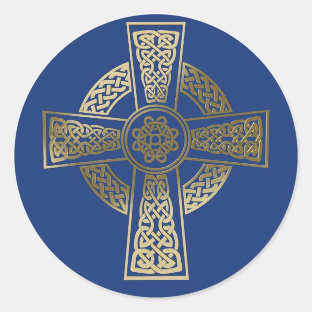 Celtic cross classic round sticker (Front)