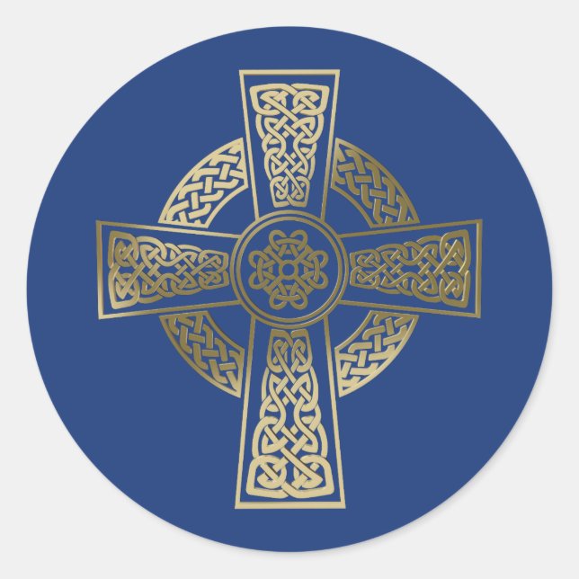 Celtic cross classic round sticker (Front)