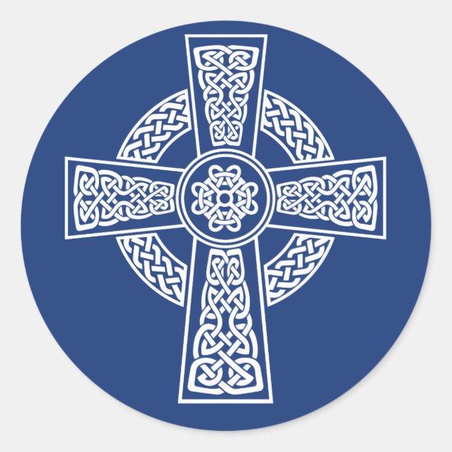 Celtic cross classic round sticker (Front)