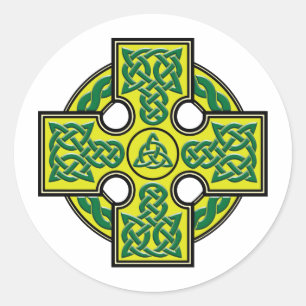 celtic cross classic round sticker