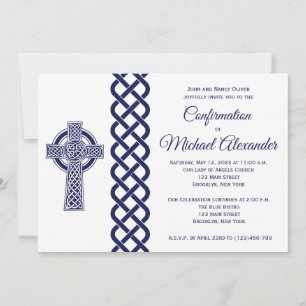 Celtic Cross Confirmation Invitation for Boys
