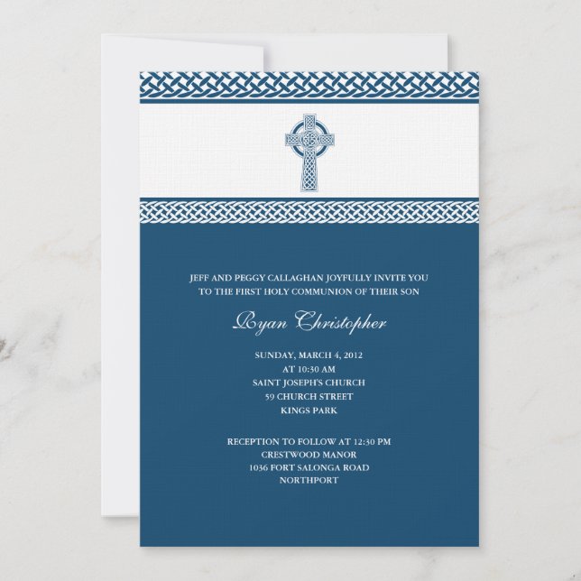 Celtic Cross First Holy Communion Invitation (Front)