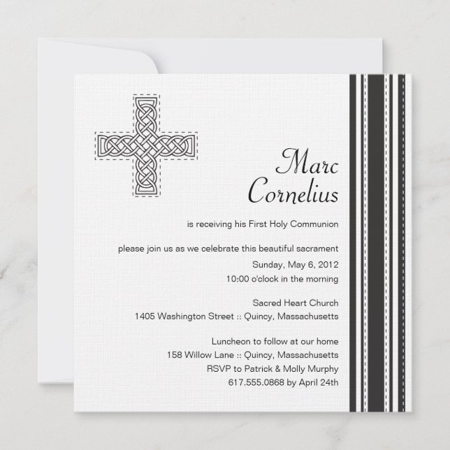 Celtic Cross First Holy Communion Invitation (Front)