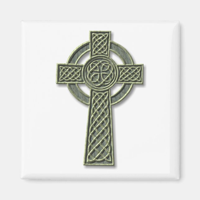 Celtic Cross - Green Stone Magnet (Front)