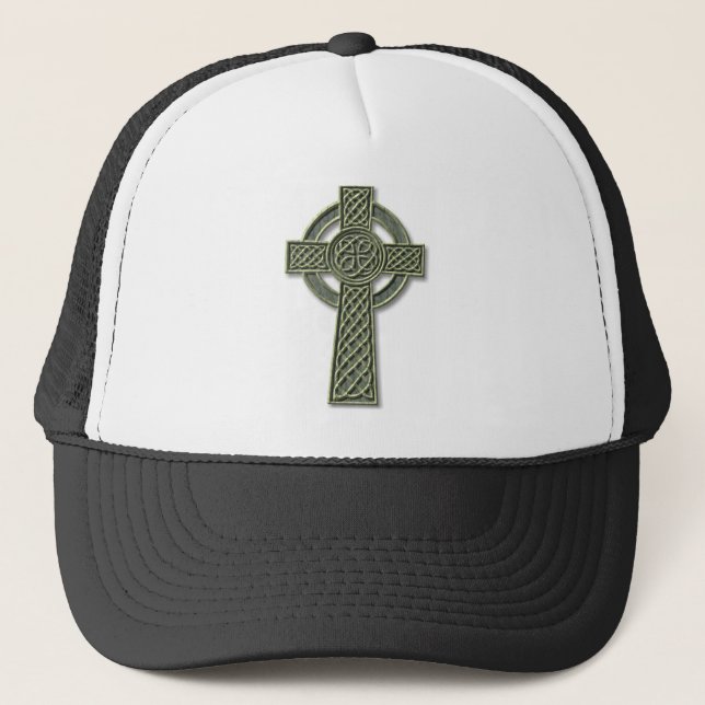 Celtic Cross - Green Stone Trucker Hat (Front)