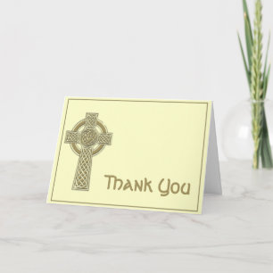 Celtic Cross in Gold and Mythic Ivory Thank You Card