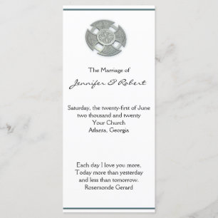 Celtic Cross in Silver and White Wedding Program