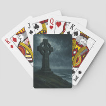 Celtic Cross in Stormy Windswept Sea 