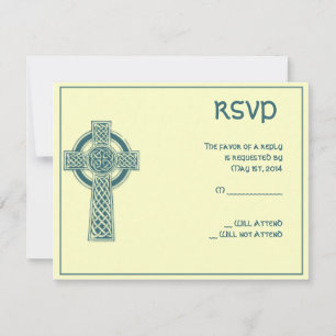 Celtic Cross in Teal and Ivory Response Card