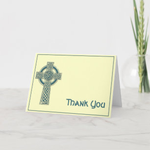 Celtic Cross in Teal and Ivory Thank You Card