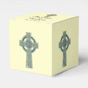 Celtic Cross in Teal and Ivory Wedding Favour Box