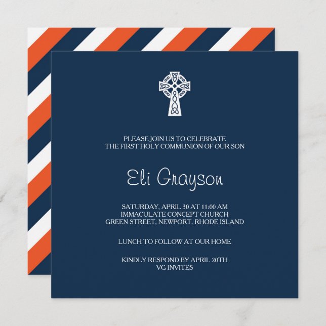 Celtic Cross Invitation - Boy Baptism (Front/Back)