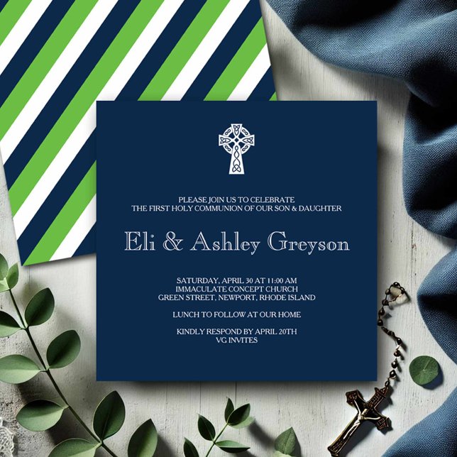 Celtic Cross Invitation Boys First Communion (Creator Uploaded)