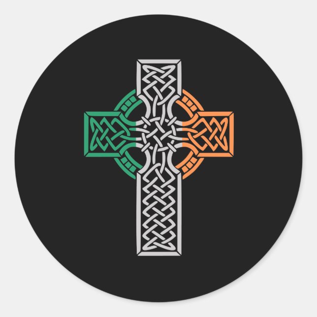 Celtic Cross Ireland Flag Classic Round Sticker (Front)