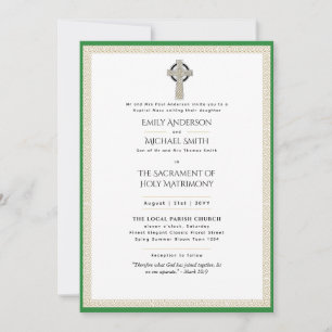 Celtic Cross Irish Catholic Wedding Nuptial Mass Invitation