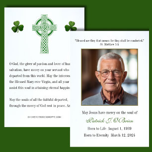 Celtic Cross Irish Funeral Memorial Prayer Cards